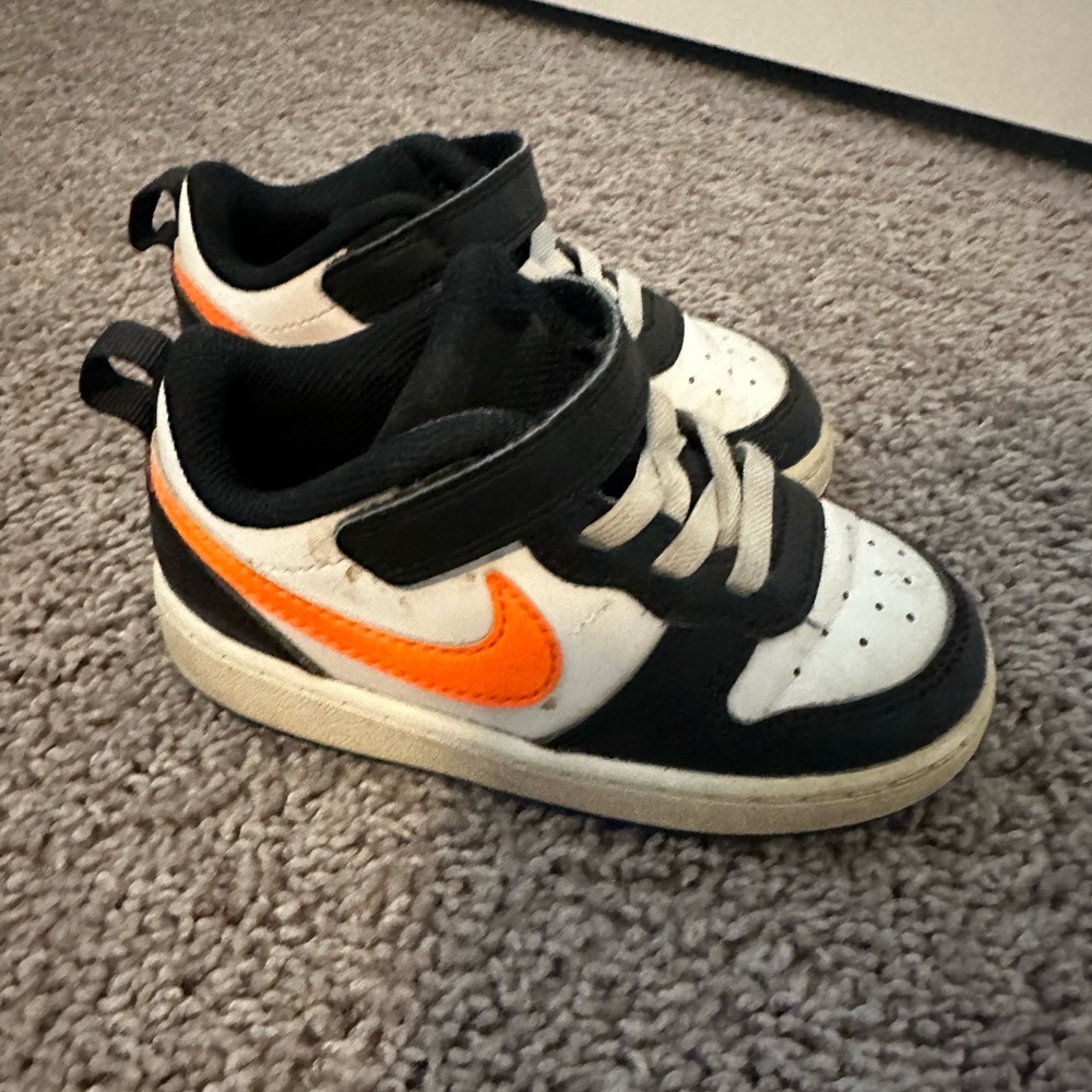 Nike Court Borough- Kids' Black and Orange Sneakers